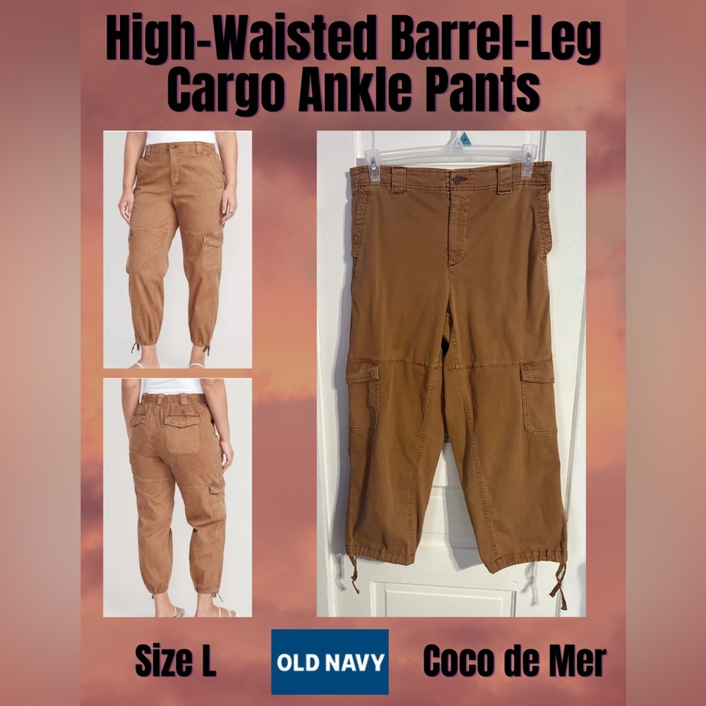Old Navy High-Waisted Barrel Leg Cargo Ankle Pants